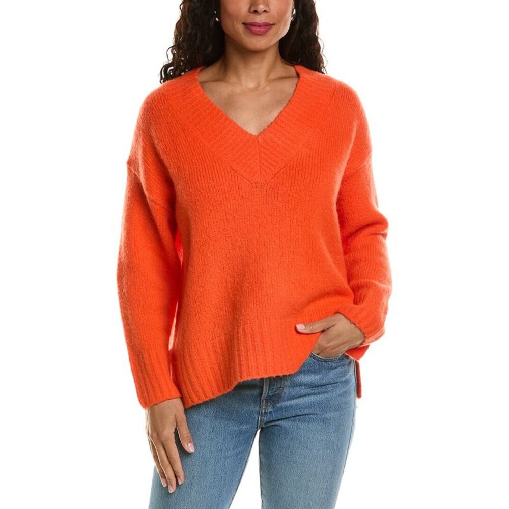 Labiz Womens  Wool & Alpaca-Blend V-Neck Sweater, Red